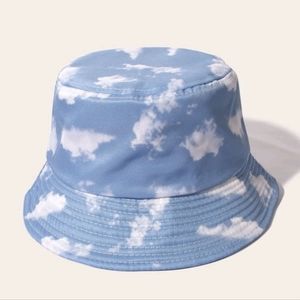 Blue and white unisex cloud bucket hat one size